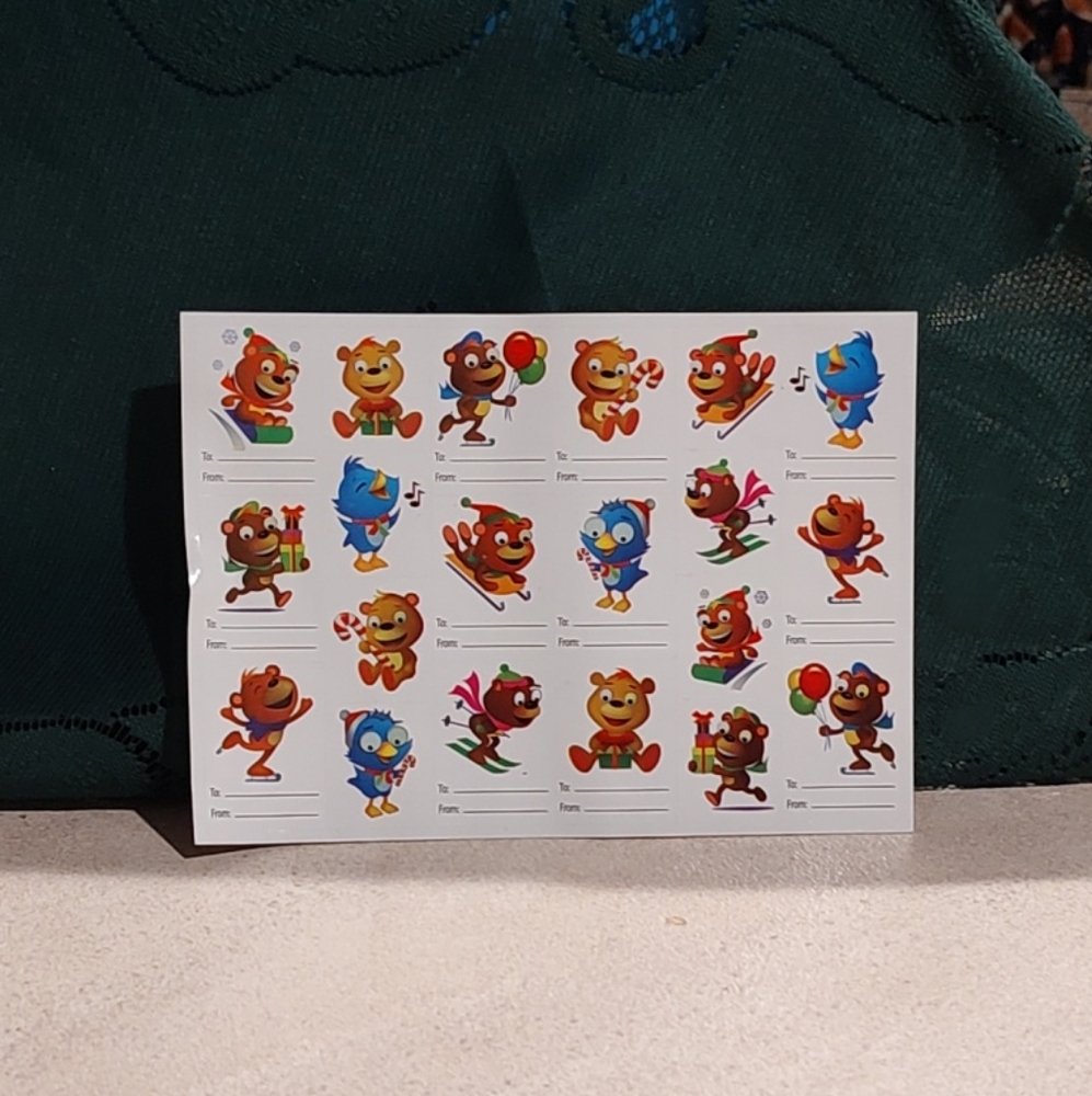 Winter season with these adorable gift stickers from Childrens Highlights sheet